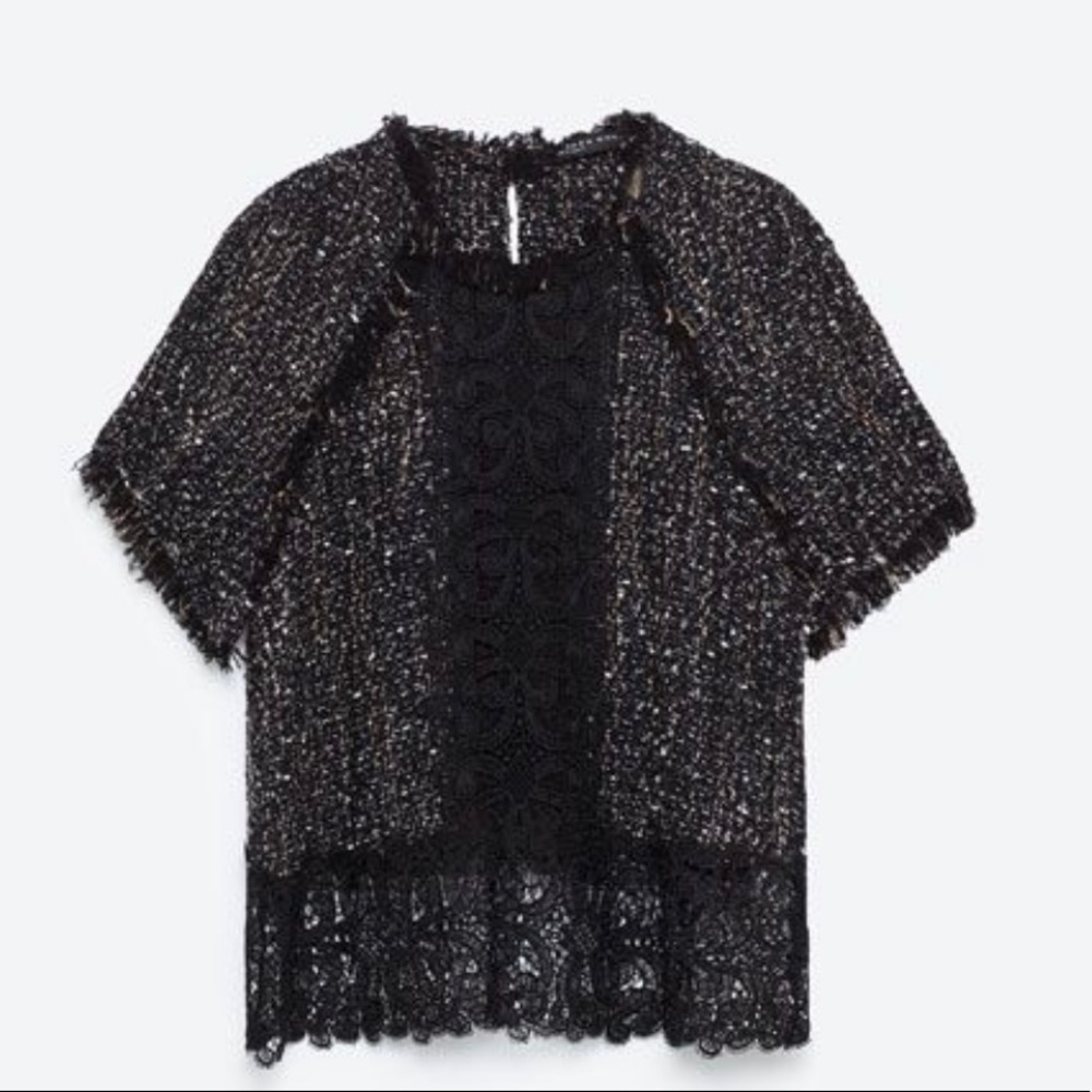 Zara Tweed Combination Top! Gem